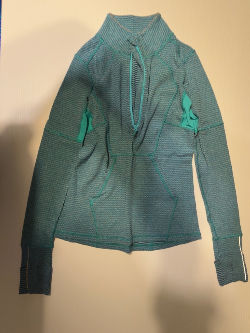 Ivivva Teal Striped Knit quarter zip pullover